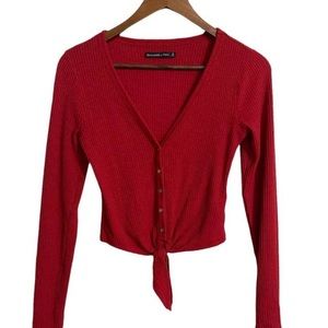 Abercrombie & Fitch Button Up Red Long Sleeve Shirt Small